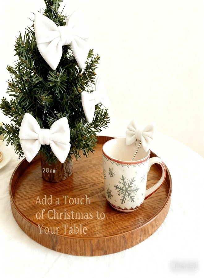Meseey Velvet Ribbon Bows with Twist Ties, 4 Inches, Pre-Tied Christmas Decorative Bows, 12 Pack (White) - Image 3